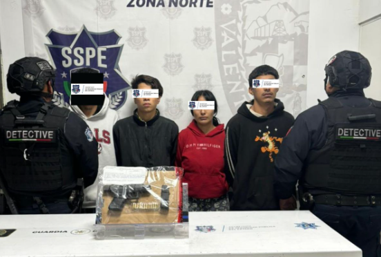 Detienen elementos de Detectives de la SSPE a 4 por portación de arma