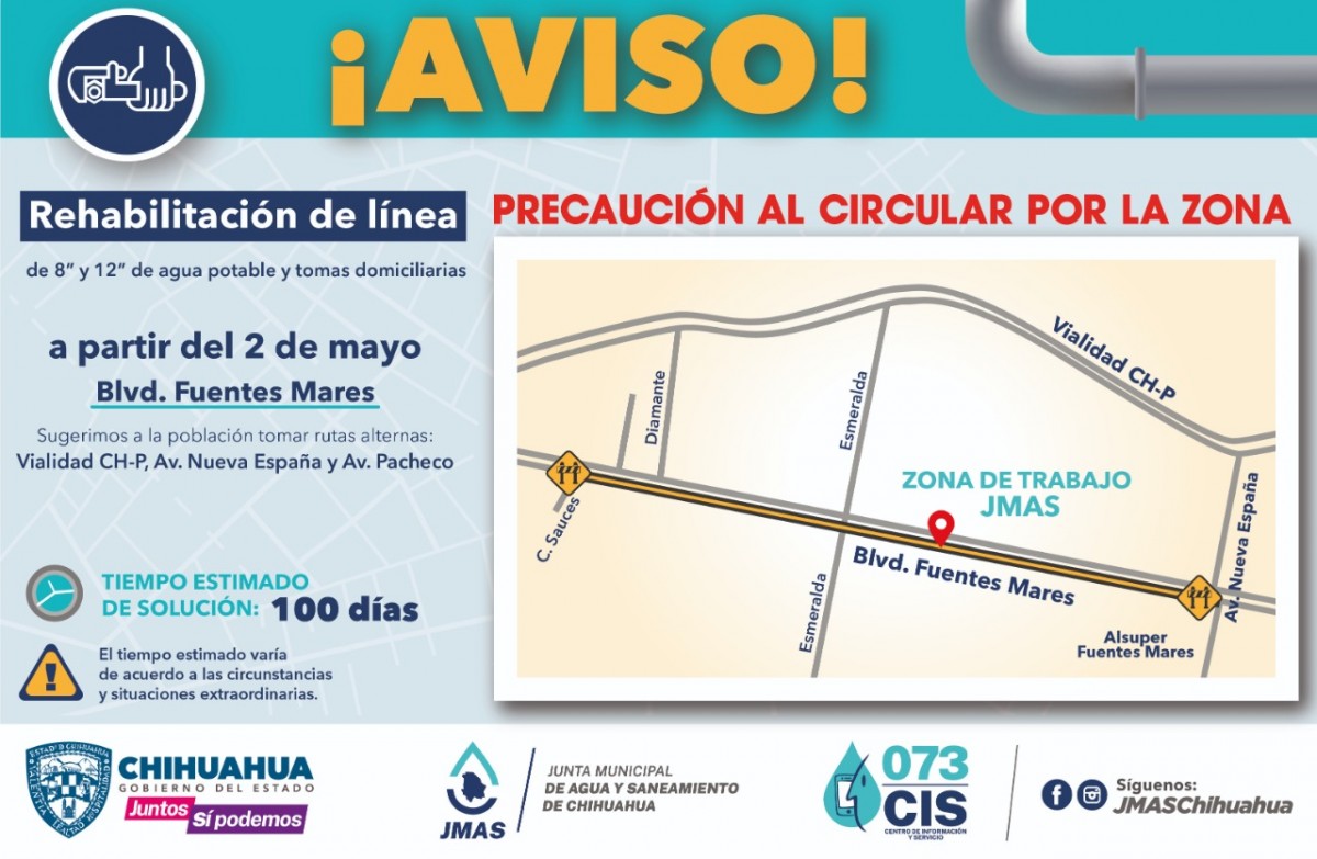Realizará JMAS cambio de tubería sobre bulevard Fuentes Mares; pide  circular con precaución | Omnia