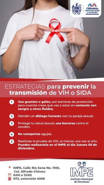 Invita Municipio a realizarse prueba rápida de VIH gratis en el IMPE