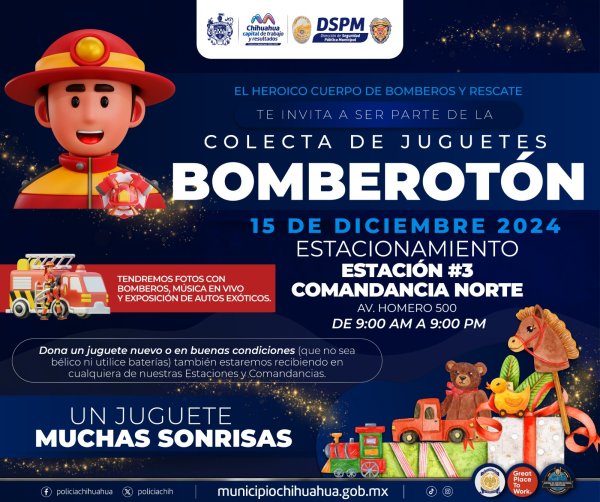 Cambia sede del primer “Bomberoton” de la colecta de juguetes 2024