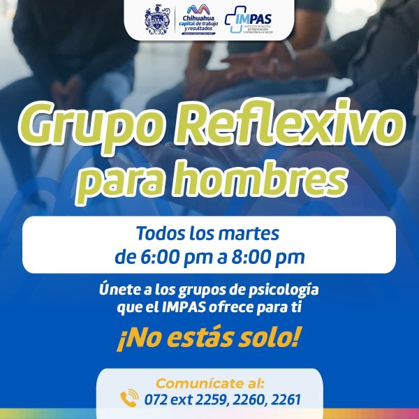 Invita el IMPAS a unirse al grupo reflexivo para hombres para cuidar la salud mental