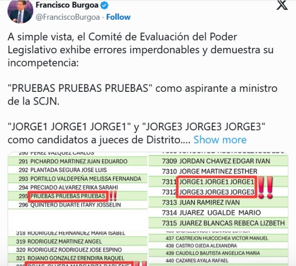 Exhiben errores en lista para la elección del Poder Judicial, hubo duplicados