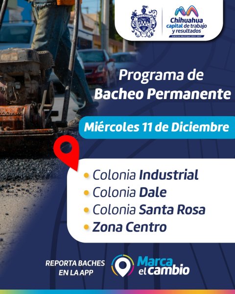 Industrial, Dale, Santa Rosa y Zona Centro, colonias que tendrán bacheo: Municipio