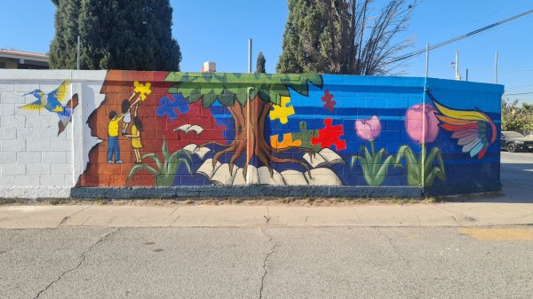 Con programa de la DSPM, realizan mural comunitario vecinos de Villas del Real