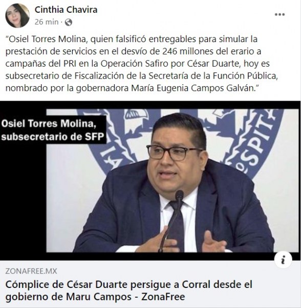 Osiel Torres Molina, subsecretario de Fiscalización de la SFP: Chavira