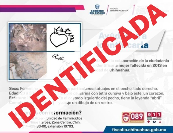 Identifica FEM a mujer localizada sin vida en 2013 en la ciudad de Chihuahua