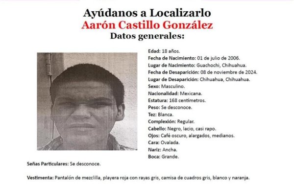 Buscan a Aarón Castillo, se salió de un centro de asistencia durante la madrugada