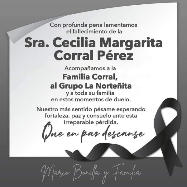 Lamenta Marco Bonilla el fallecimiento de Cecilia Corral Pérez