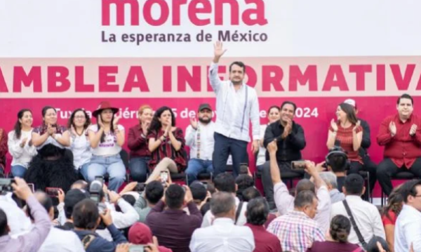 Luisa María Alcalde y “Andy” López celebran asamblea informativa de Morena en Chiapas