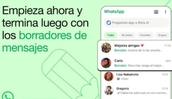 WhatsApp despliega los borradores de mensajes a nivel global