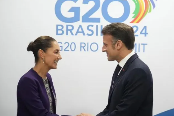 Sheinbaum y Macron se reúnen en la Cumbre del G20