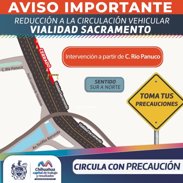 ¡Precaución! Continúan trabajos de reposición de losas en la vialidad Sacramento