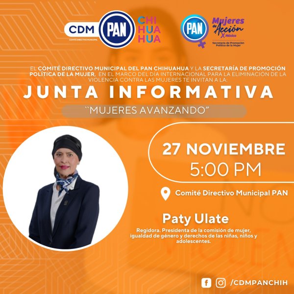 Invita PAN a junta informativa Mujeres Avanzando con Paty Ulate