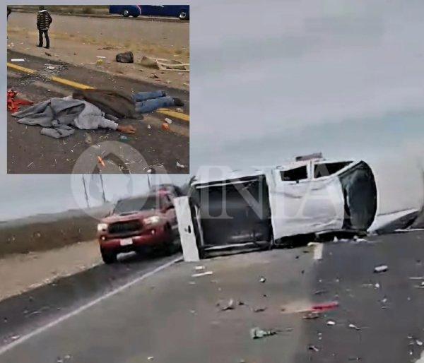 Vuelca pickup en carretera a Juárez; 4 lesionados