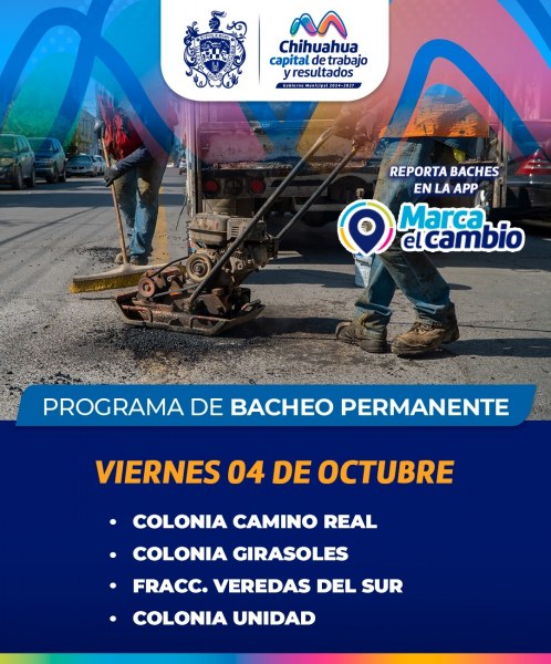 Estas zonas tendrán bacheo este 4 de octubre: Municipio