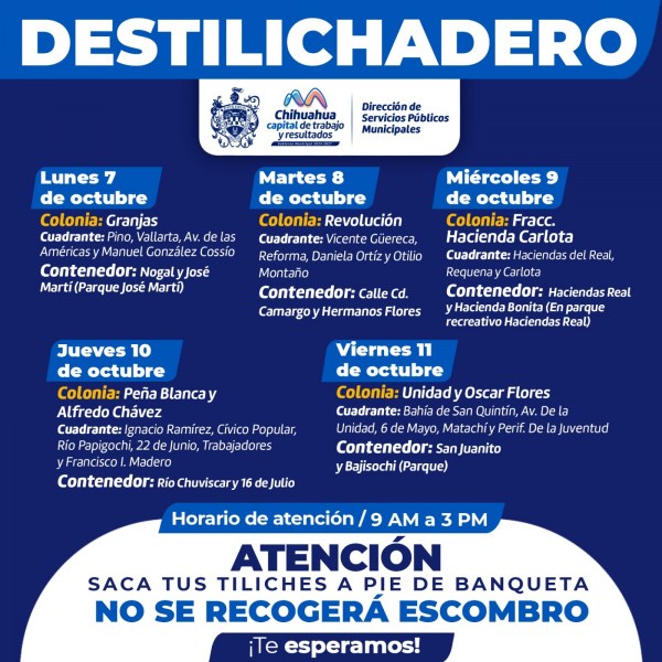 Conoce las colonias que visitará el programa Destilichadero del 7 al 11 de octubre