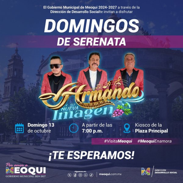 Invitan en Meoqui al ”Domingo de Serenata” en la Plaza Principal hoy