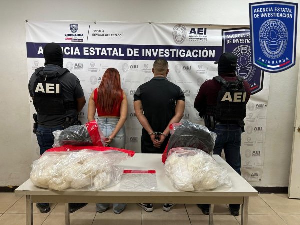 Detiene la Agencia Estatal de Investigación a pareja con más de 16 kilogramos de cristal