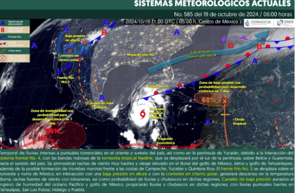 Fin de semana fresco y con lluvias en estos estados por frente frío y tormenta tropical