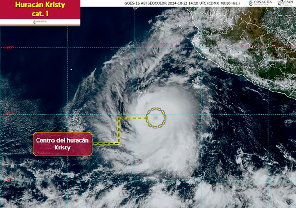 Kristy se intensifica a huracán categoría 1 mientras se aleja de costas mexicanas