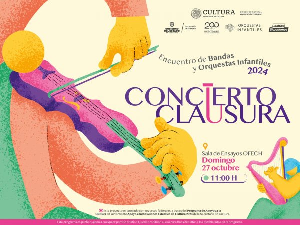 Invita Secretaría de Cultura a la ciudadanía al Concierto de Clausura del Encuentro Estatal de Bandas y Orquestas 2024