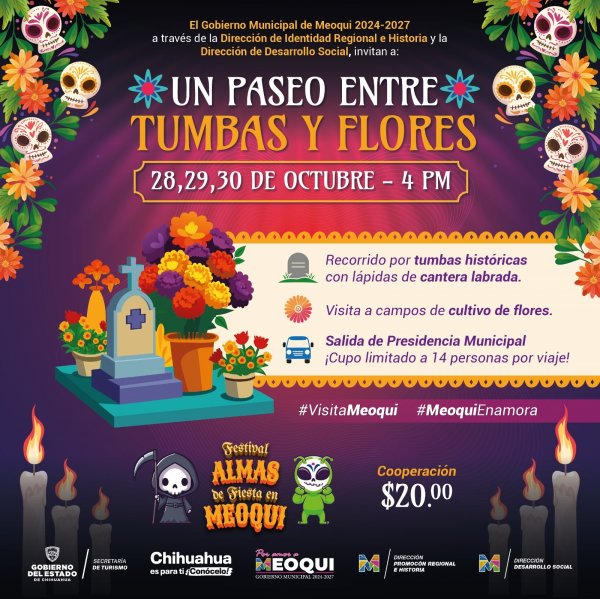 Este lunes en Meoqui “Un Paseo Entre Tumbas y Flores”