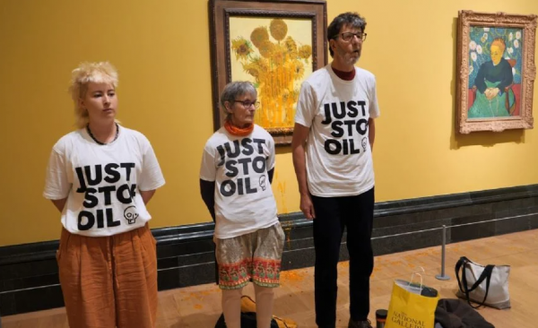 Activistas de Just Stop Oil no podrán protestar en Londres por arrojar sopa a cuadros de Van Gogh