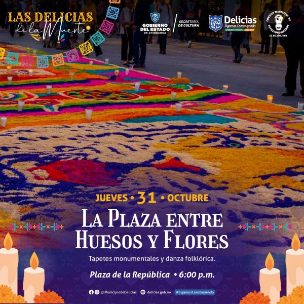 Invitan hoy a vivir el arte de los Tapetes Monumentales del Día de Muertos en Delicias