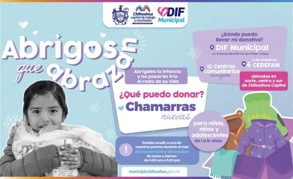 ¡Haz un invierno más cálido! invita Municipio a donar chamarras en campaña “Abrigos que Abrazan 2024”