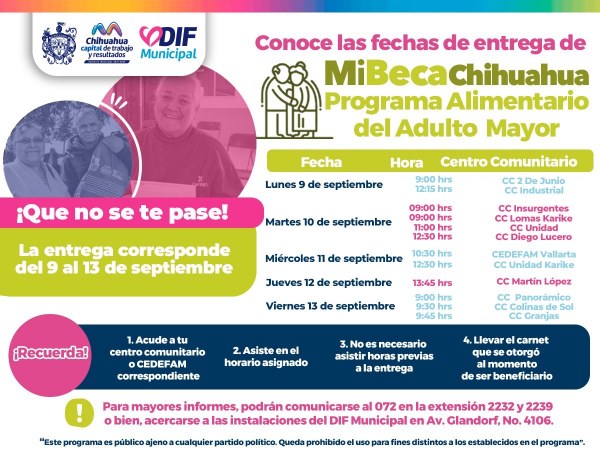 Acude por tu paquete PAAM del DIF Municipal del 9 al 13 de septiembre