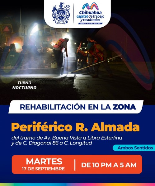 Precaución: mañana rehabilitarán carpeta asfáltica en periférico R. Almada