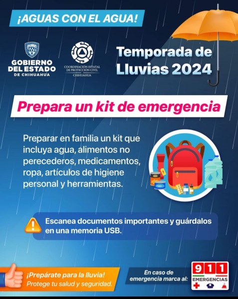 Exhorta CEPC a la población a continuar con medidas preventivas ante pronóstico de lluvias