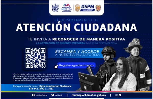 Comparte Municipio link y QR para expresar agradecimientos o inconformidades sobre elementos de la DSPM