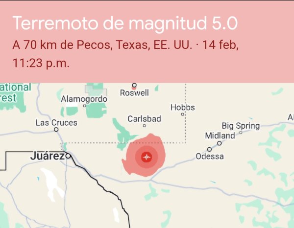 Terremoto de 5 grados richter en Pecos TX. se sintió hasta Juárez