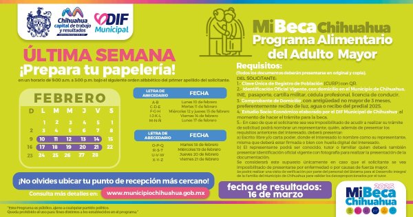 Que no se te pase, este 21 de febrero cierra recepción de documentos del PAAM: Municipio