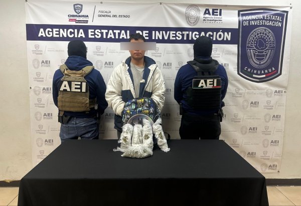 Arresta AEI a sujeto en posesión de marihuana en la colonia Senderos de San Isidro