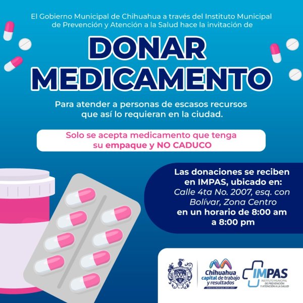 Invita IMPAS a participar en colecta de medicamento