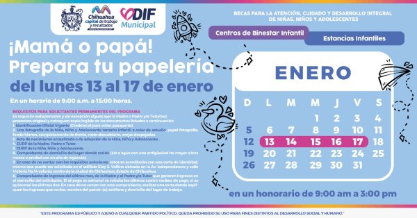 Inicia recepción de documentos para Programa de Becas a Estancias Infantiles y Centros de Bienestar Infantil