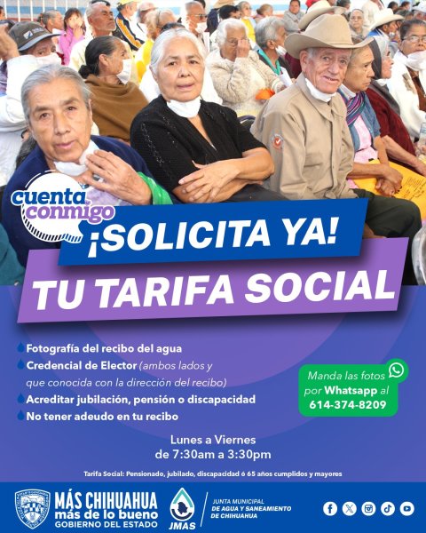 Invita JMAS Chihuahua a tramitar descuentos de hasta el 50 por ciento por Tarifa Social