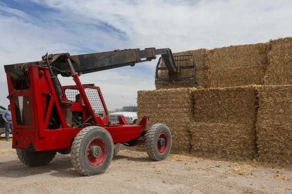 Entrega Valenciano pacas de rastrojo a productores de Delicias ante crisis por sequía