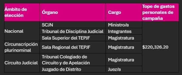 Determina INE tope de gastos personales de campaña para candidaturas de la elección del Poder Judicial