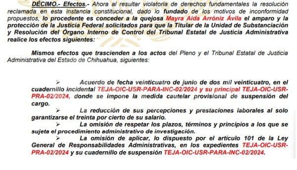 Juzgado Federal de Distrito ampara a Mayra Arróniz en la magistratura del TEJA; determina que el OIC no tiene facultades para suspenderla